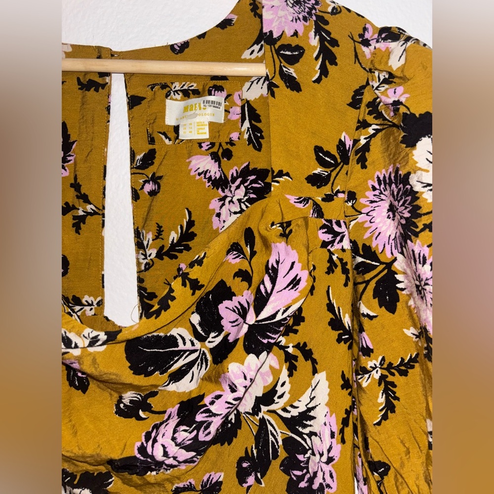 ANTHROPOLOGIE MAEVE PUFF SLEEVE MIDI DRESS IN GOLD size 14 - Picture 6 of 8